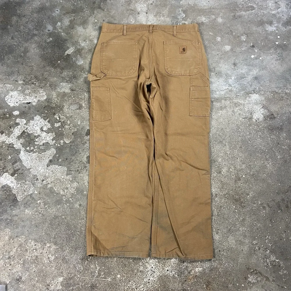 Carhartt Washed Duck Dungaree Size 36x30 Brown Utility Work Wear Pant B11 BRN